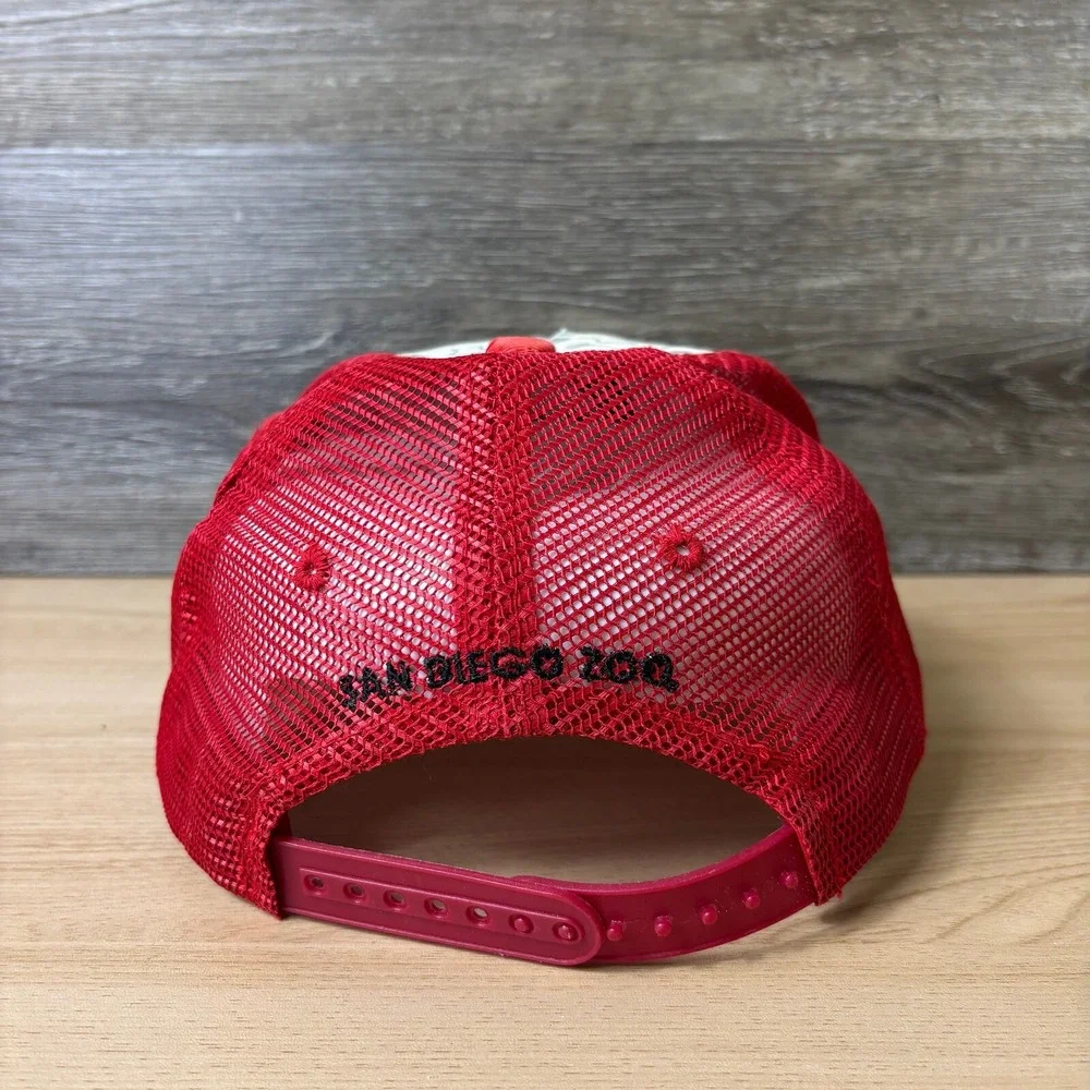 San Diego Zoo Hat Cap Snap Back Gray Red Panda Trucker Adjustable